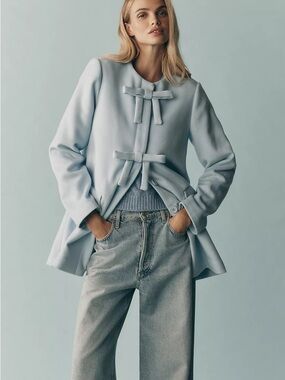 Anthropologie Bow Coat in Blue